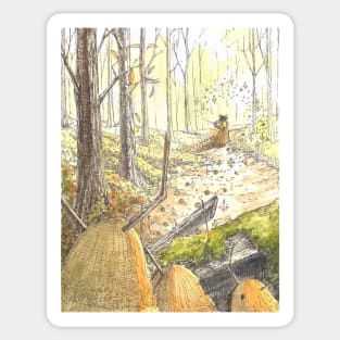 Forest Monsters looking at Girl in Distance Sticker